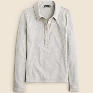 J Crew Refined Rib Long Sleeve Polo Shirt New Womens Silver XXL Sweater Top NWT